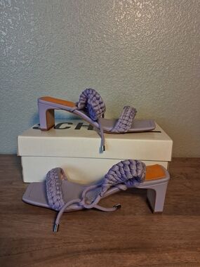 SCHUTZ Lavender Braided Strap Heeled Sandals
